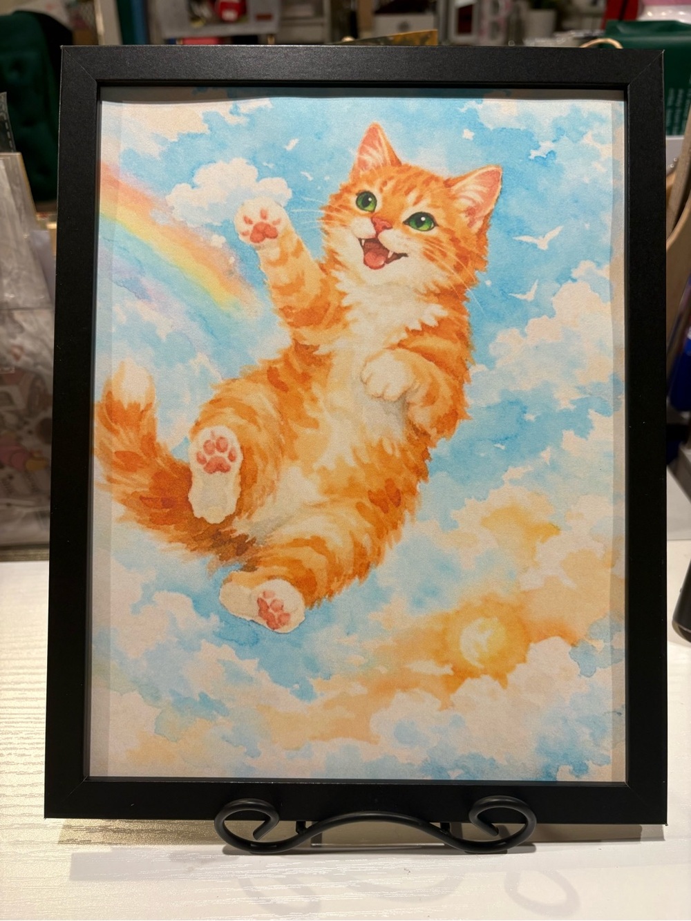 Framed Orange Tabby Rainbow Bridge 8x10 Art Print